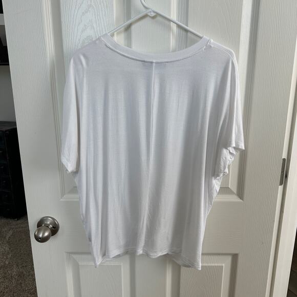 joan vass new york women’s large white twist-front tee soft stretch top - Picture 7 of 9